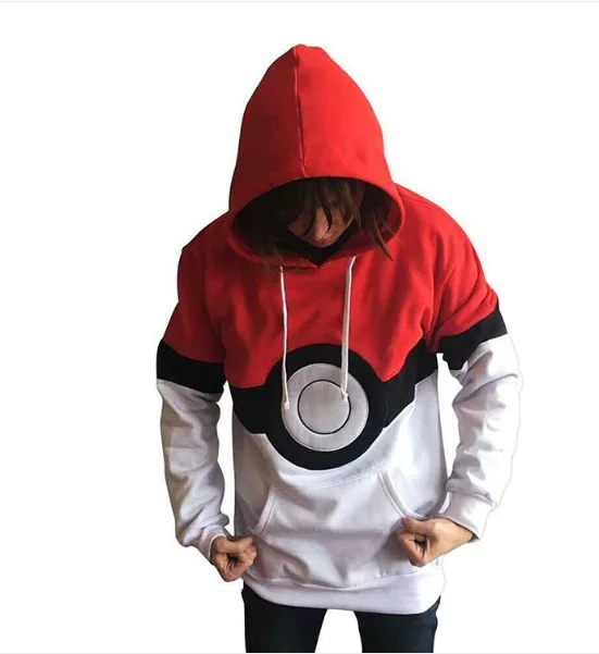 Мужская модная Повседневная рубашка с длинным рукавом, костюм Pokemon Go, толстовка с капюшоном, топ, Лоскутная спортивная мужская блузка