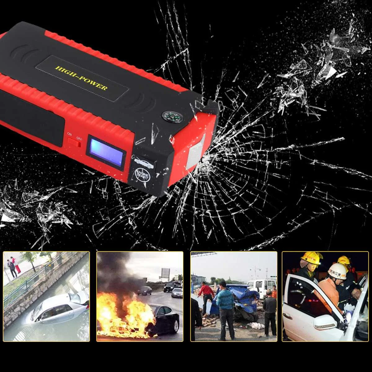 Многофункциональное пусковое устройство 82800mAh 12V 4USB 600A, портативное автомобильное зарядное устройство, пусковое устройство