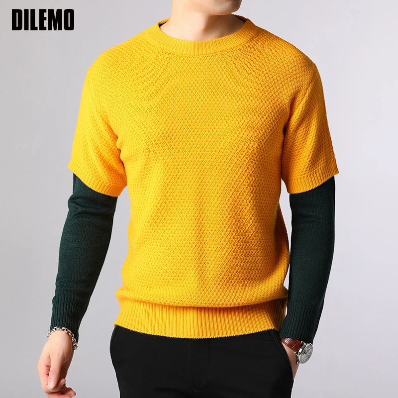 Новый модный брендовый свитер для мужчин пуловеры Slim Fit вязаные Джемперы шерстяные осенние хип хоп корейский стиль повседневная одежда