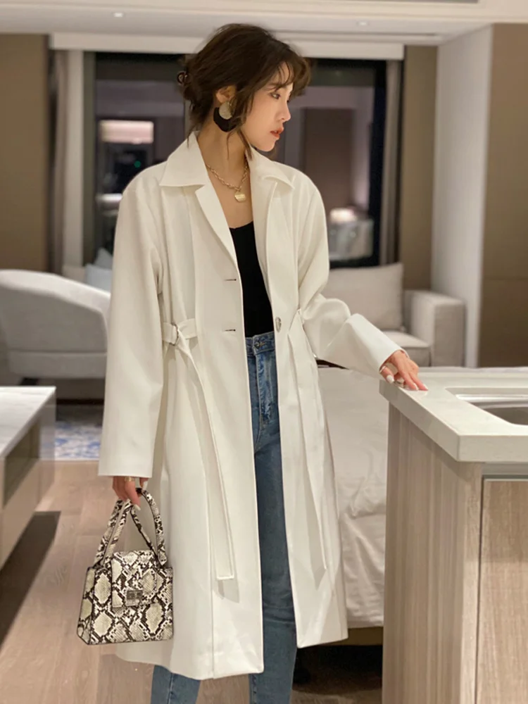 

Design sense windbreaker women's 2021 spring dress new Korean version medium long style fried Street knee thin coat