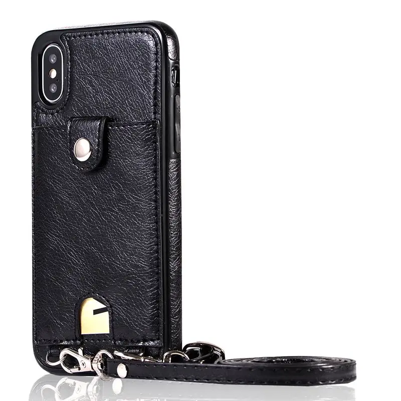 С кожаным ремешком из искусственной кожи чехол для iPhone XS Max XR XS X 11 Pro Max 11 Pro 11 7 8 6 6S Plus слот для карт ожерелье ремешок чехол
