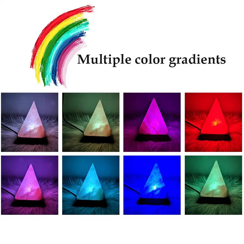 ASTRORA USB Himalayas соляная лампа для очистки воздуха RGB круглая натуральная Пирамида соляная Хрустальная каменная лампа деревянная основа красочный светильник