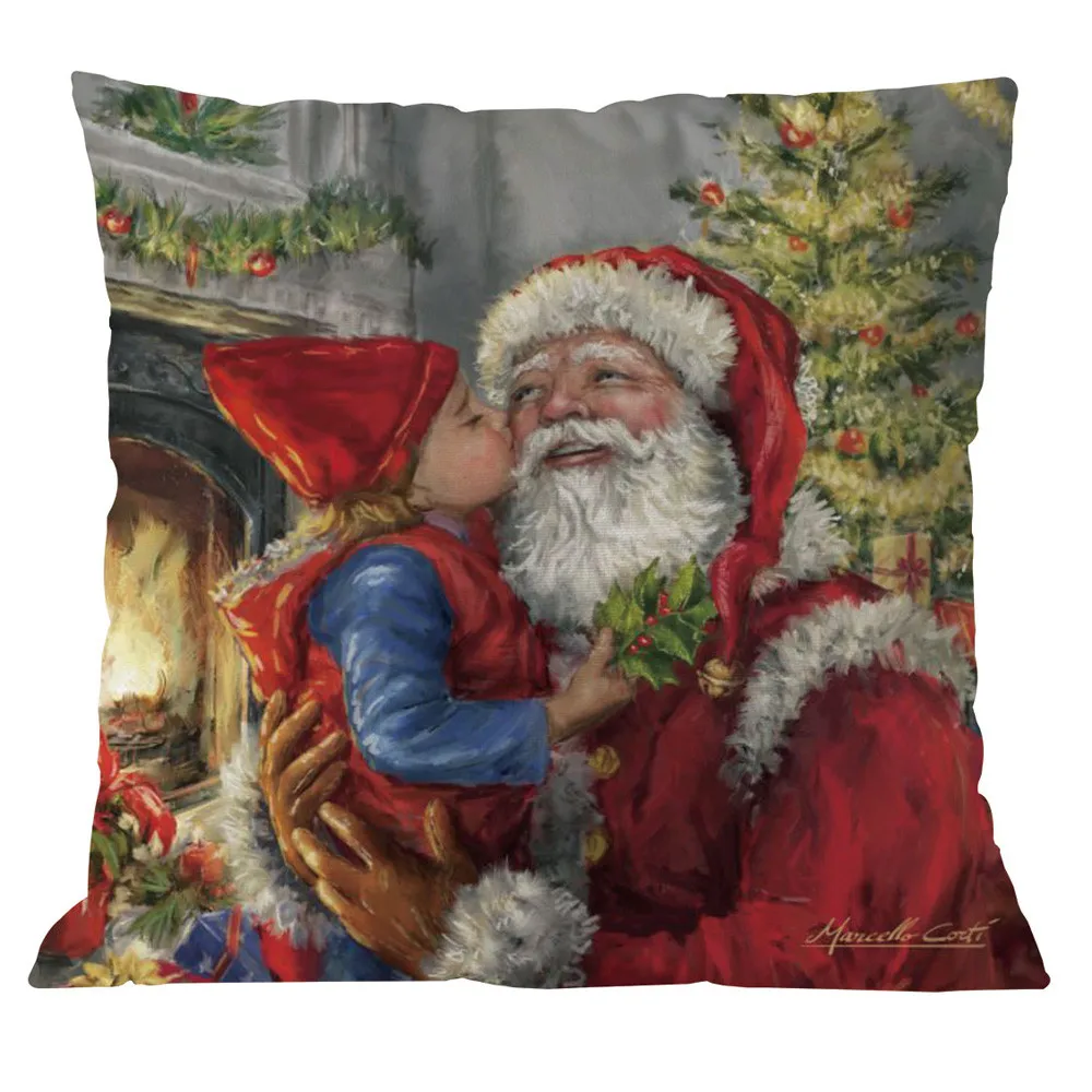 

9 styles Pillow Case wedding natal Garland New Year christmas decorations for home soft Cotton Linen Cushion Cover 2019