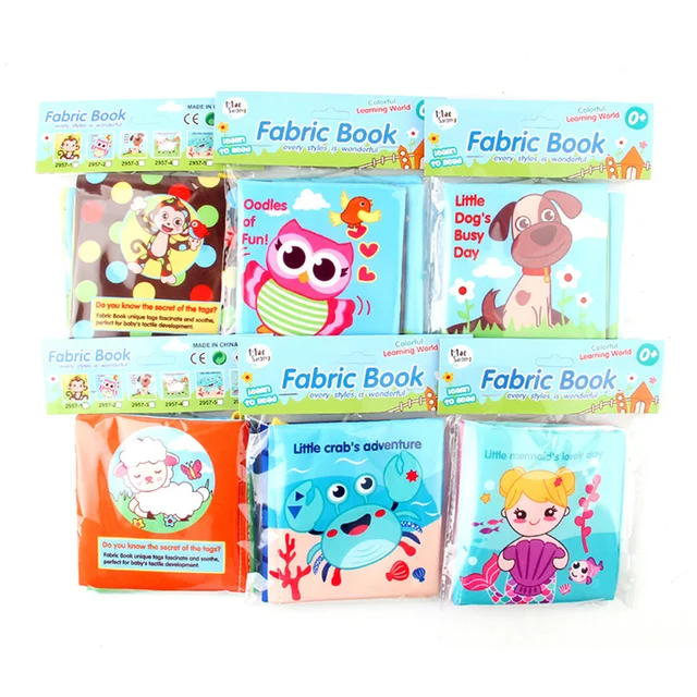 6Pcs Baby Cloth Book Intelligence Develop Soft Learning Cognize Reading Books Early Educational Toys Quiet Readings 0-12 Months NO2950 6Pcs