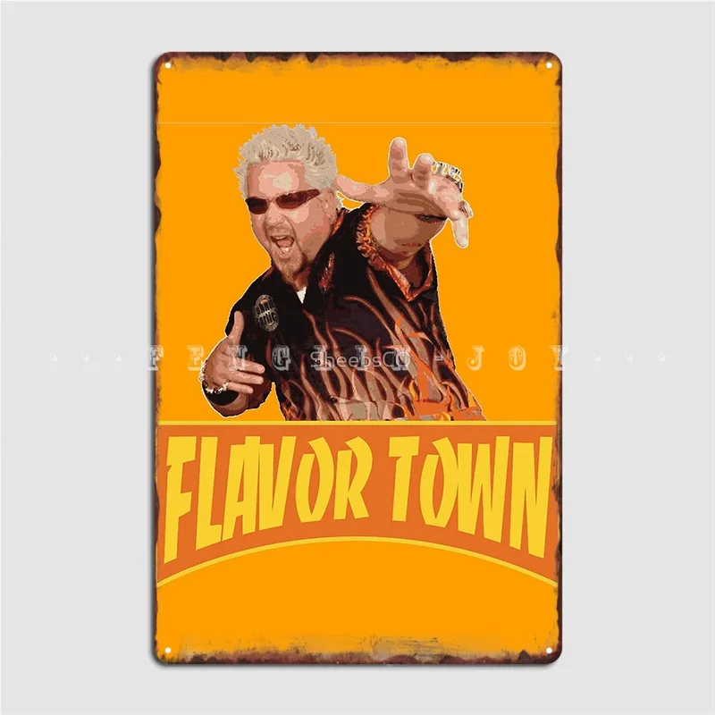 

Flavor Town Usa Guy Flerl Metal Sign Wall Mural Cinema Customize Painting Décor Tin Sign Posters