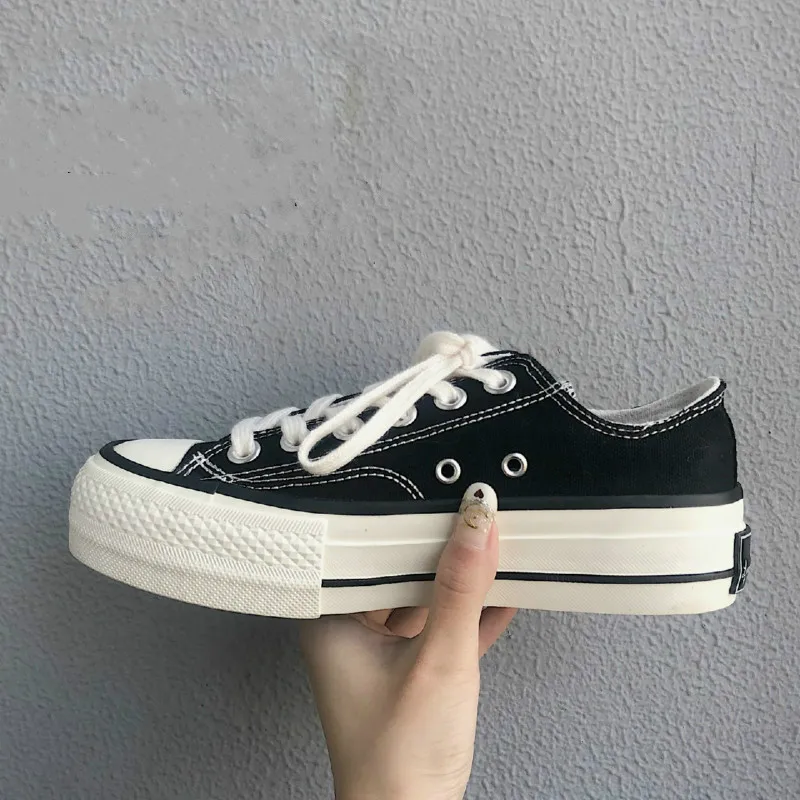 

Spring/Autumn Women Canvas Shoes Platform Outdoor Solid Sewing Breathable Fashion High Quality Casual Student Women Sneakers