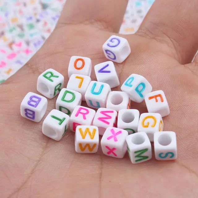 Mixed Letter Acrylic Beads Round Flat Alphabet Digital Cube Loose Spacer Beads For Jewelry Making Handmade Diy Bracelet Necklace 6x6mm Colorful