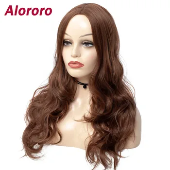 

Alororo Curly Synthetic Wig Brown Wig Cosplay Long Natural Hair Wigs for Women Heat Resistant Fibre