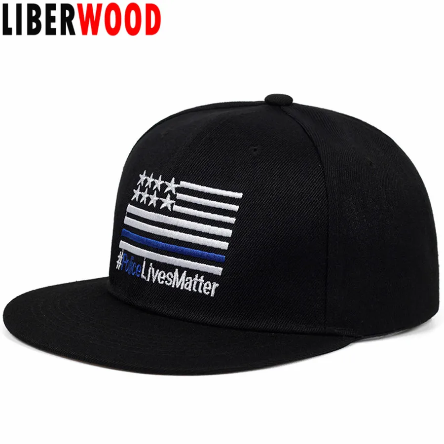 Мужская тонкая синяя шляпа LIBERWOOD черная вышитая Кепка с надписью Police Lives Matter в