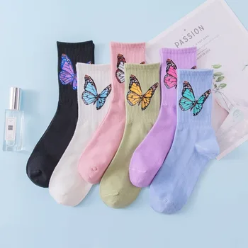 

2020 Japanese Cartoon Butterfly Socks Korean Kawaii Harajuku Socks Women Cotton Preppy Style Women Socks