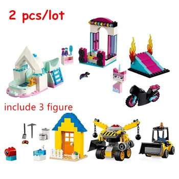

2pcs/lot Emmet's and Lucy's Builder Box Building Blocks Kit Bricks Classic Movie 2 Model Kids Toys For Children Christmas Gifts