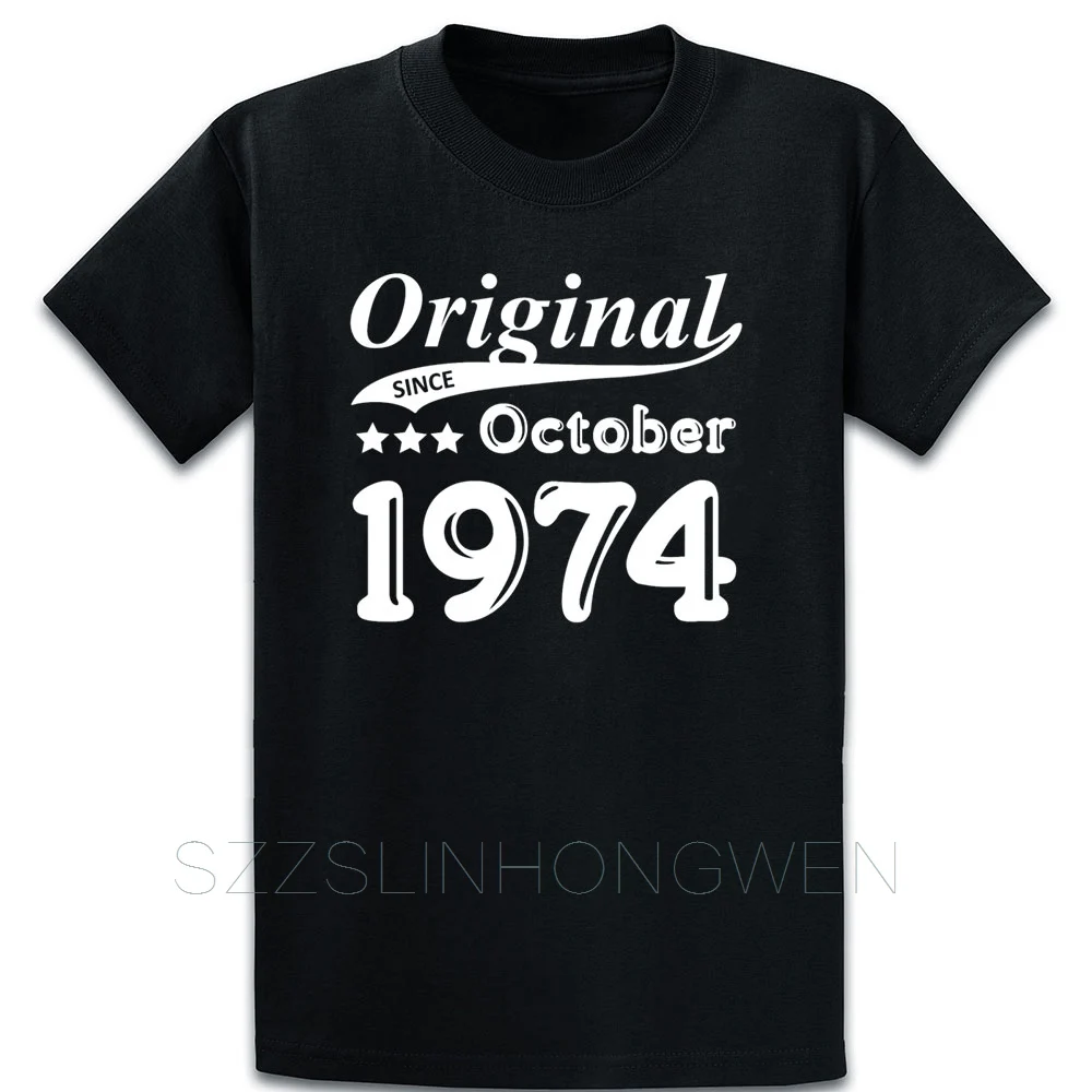 Оригинальный с октября 1974 подарок футболка летнего Стиль хлопок сплошной Цвет
