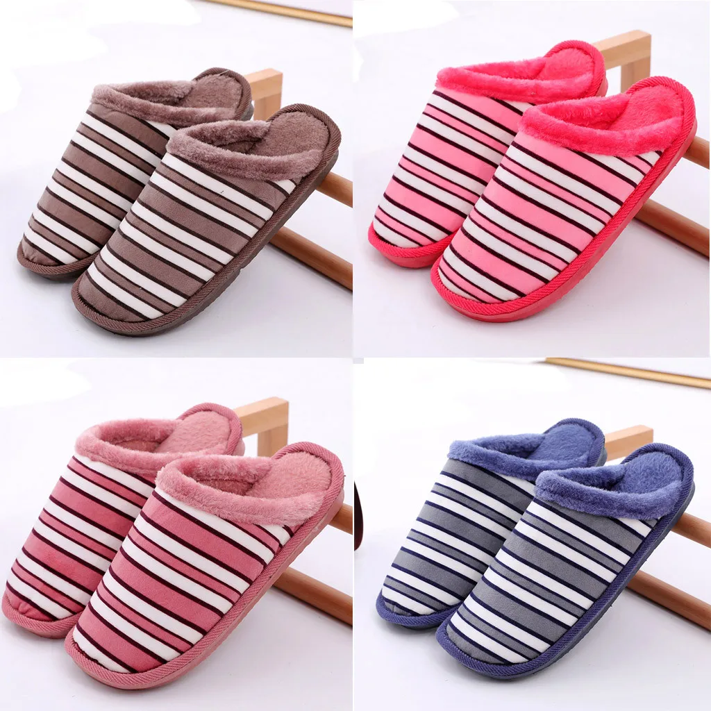 Мужские тапочки; большие повседневные домашние тапочки; сезон осень-зима; бархатная теплая обувь; удобные хлопковые тапочки в полоску
