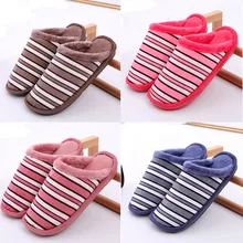 Мужские тапочки; большие повседневные домашние тапочки; сезон осень-зима; бархатная теплая обувь; удобные хлопковые тапочки в полоску