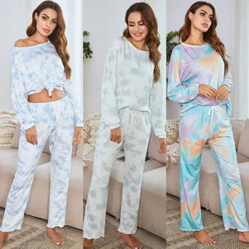 

Ladies Tie-dye Printed Pajamas Suit Casual Home Wear
