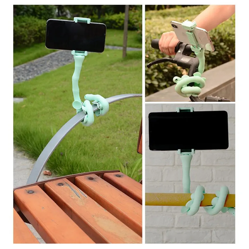  Lazy Mobile Phone Holder Stand 360° Bendable Flexible Suction Cup Phone Mount Clamp Worm Phone Brac