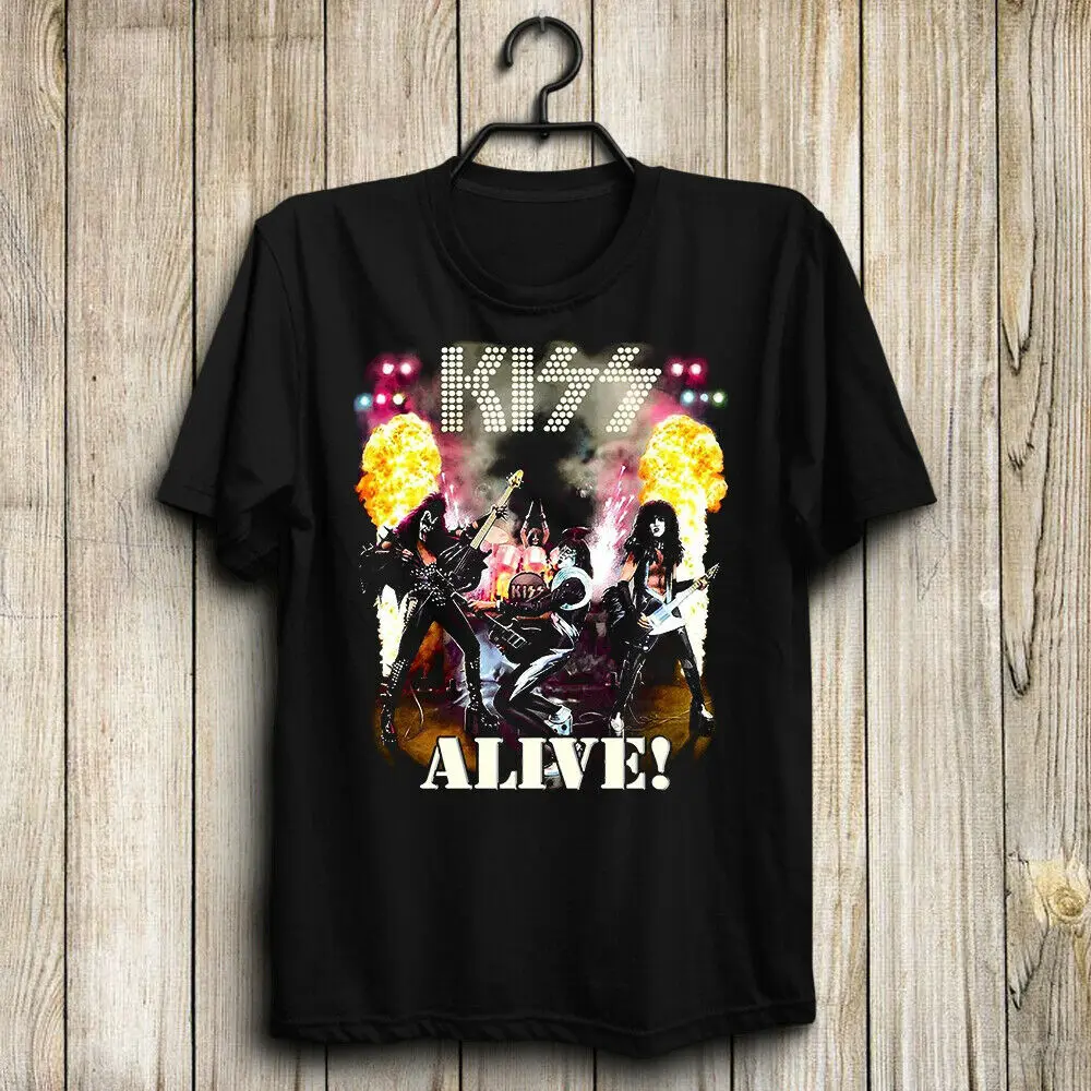 

Kiss Band Paul Stanley Gene Simmons Tommy Thayer Alive! Men's ASIA Shirt Top Gift New Fashion For Men Short Sleeve top tee