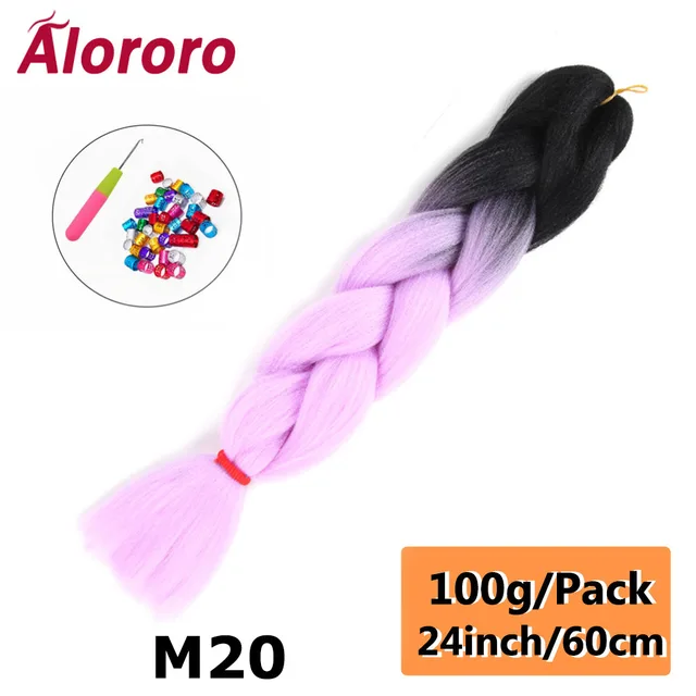 Jumbo Braid Hair Extensions Green Synthetic Braiding Hair 24 Inch Afro Blue Pink Purple Blonde Ombre Hair for Braids Alororo 24inches-M20