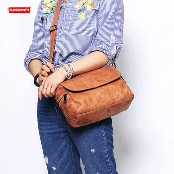 

Women's Handbag Simple Fashion Shoulder Bag Messenger Crossbody Bags First Layer Cowhide New 2020 Soft Genuine Leather Ladies