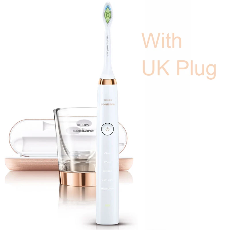 HX9312 Add UK Plug PHILIPS Sonic HX9312/02 электрическая зубная щетка перезаряжаемая с двойной зарядной системой 5 регулируемых моделей Алмазная белая для взрослых - Цвет: HX9312 Add UK Plug