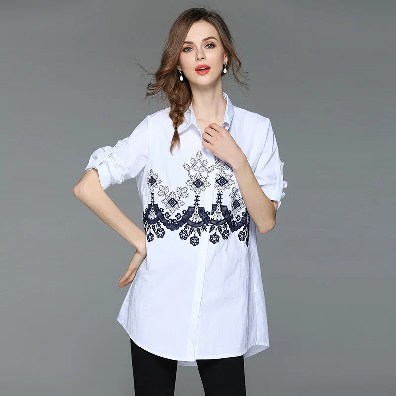 

New High-end Heavy Industry Embroidered Embroidered Shirt Loose Shirt