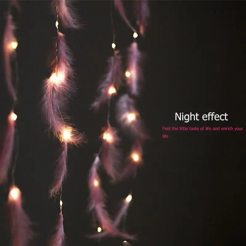 

LED String Lights with Feather Fairy Handmade Bar Room Window Wedding Festive Holiday Lamp Copper Wire Feather Curtain Lamp New