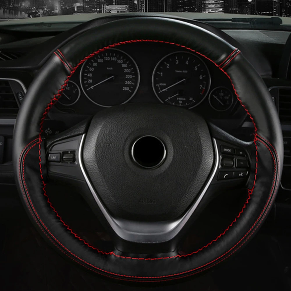 Чехол рулевого колеса автомобиля подходит для Kia Morning(Picanto) Rio ceed Stonic NIRO Sportage Carens Audi A1 A3 A4 A5 A6 Q2 Q3 Q5 и т. д - Название цвета: Black