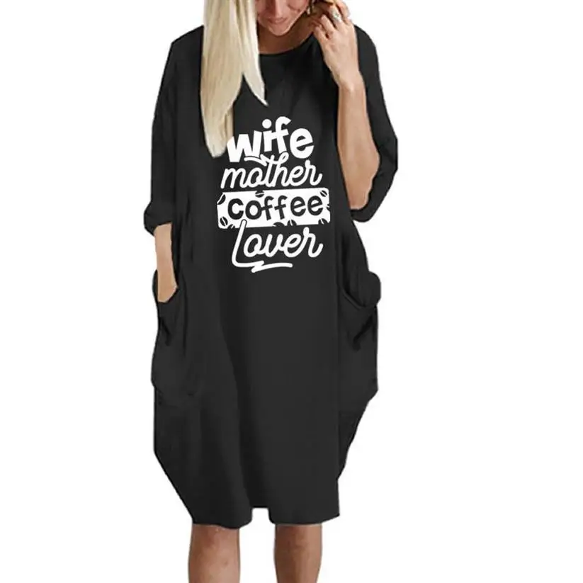 Goedkoop 2019 Nieuwe Mode Vrouw Mather Koffie Letters Print T shirt Voor Vrouwen Pocket T shirt Top Vrouwen Punk Katoen Harajuku Vrouwelijke T shirt
