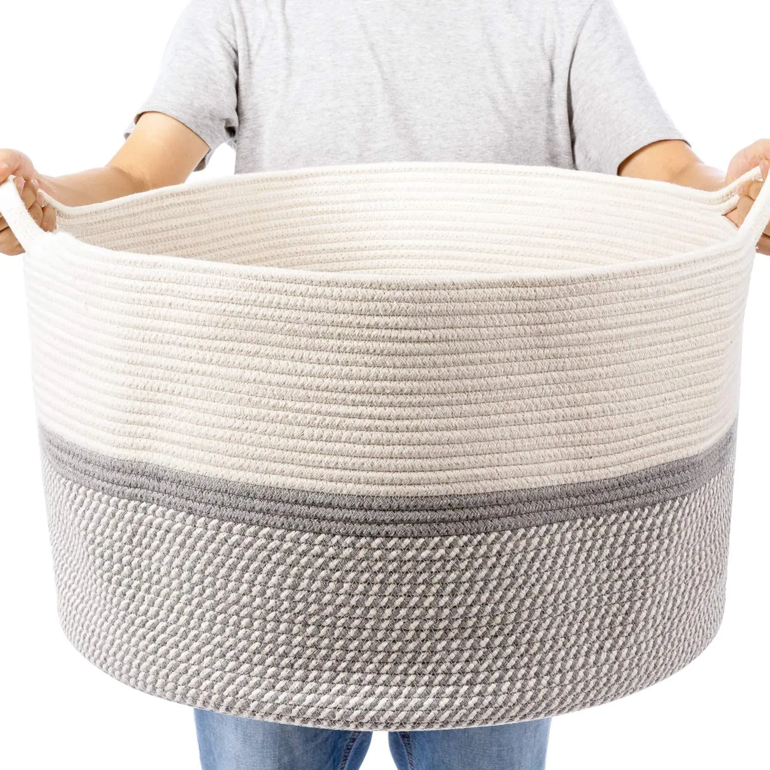 PROD 1005002643384625 XXL Extra Large Cotton Rope Laundry Hamper Woven
Collapsible Laundry Basket Clothes Storage Basket for Blankets Clothes
Hamper