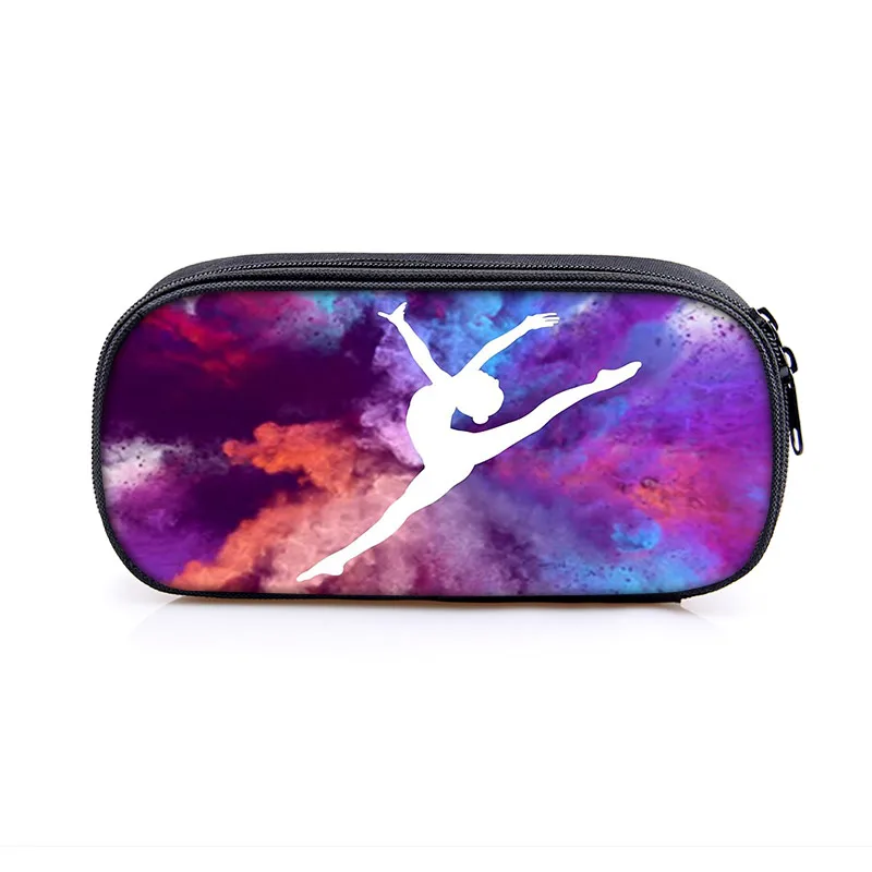 Elegant Gymnastics Art Print Cosmetic Bag Women Pencil Case Girls Stationary Bags Canvas Pencil Box Teenagers School Supplies 4