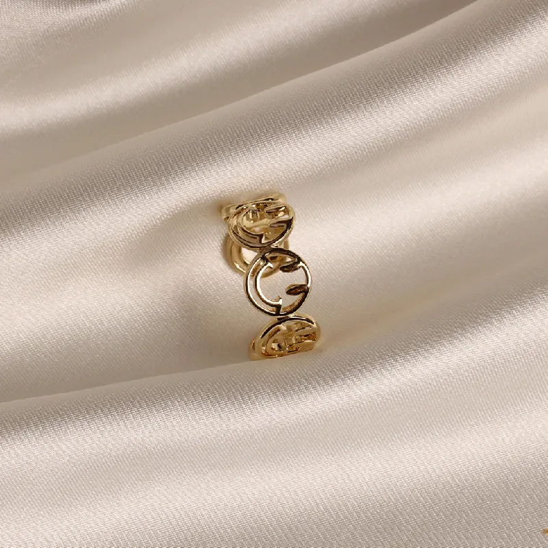 Daily-Ring Fashion Jewelry Adjustable Smiley Golden-Copper Korean New-Design Simple Female