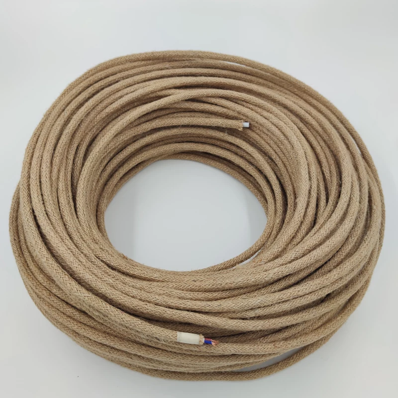 2*0.75mm Retro Electrical Wire Yellow Hemp Rope Pendant Lamp Cord Vintage Edison E27 Lamp Base Overhead Cable