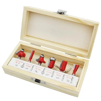 

FUNN-6Pcs 6.35Mm Shank Wood Router Bit Straight End Mill Bits Milling Cutter Woodworking Tools Router Bit for Wood
