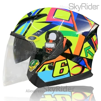 

Open Face Double lens Dual visor Motorcycle helmet solelunaa Riding Motocross Racing Motobike Helmet