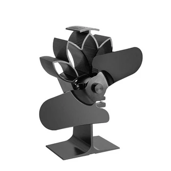 

Thermal Power Fireplace Fan Heat Powered Wood Stove Fan for Wood/Log Burner /Fireplace Eco Friendly Two-Leaf Fans Black
