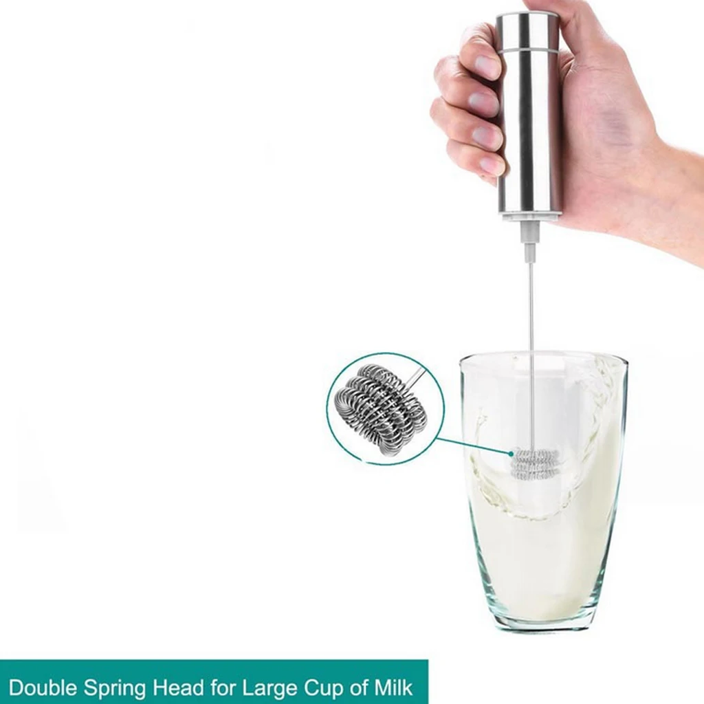 Electric Milk Frother Coffee Mesh Maker Double Creamer Pump Storage Cover Stainless Steel