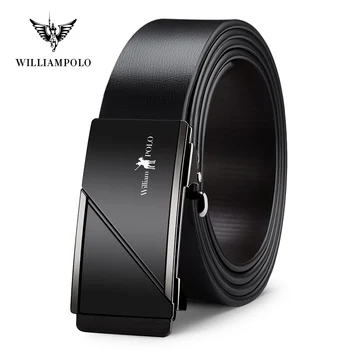 

WILLIAMPOLO Famous Brand Belt Men Automatic Buckle Top Quality Genuine Leather Luxury Belts simple business