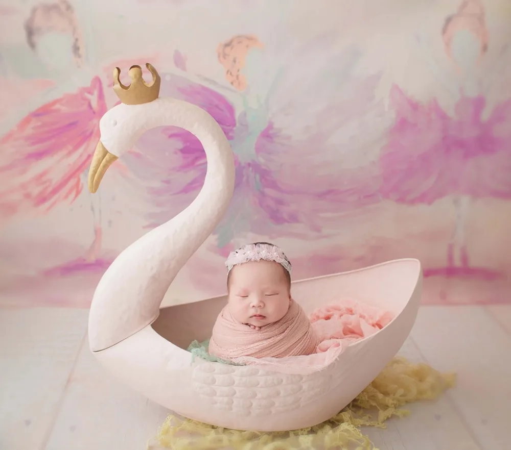 Фон для фотосъемки новорожденных с изображением лебедя; Красивая Детская фотография с животным ведром;# P2902