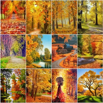 

EverShine Painting By Numbers Landscape Hand Painted Wall Art Autumn Oil Painting By Numbers Kits Home Decor