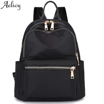 

Aelicy Bags For Women Men Nylon Nylon Backpacks Unisex Solid Zipper Large Capacity School Bags Student Fashion Backpack School
