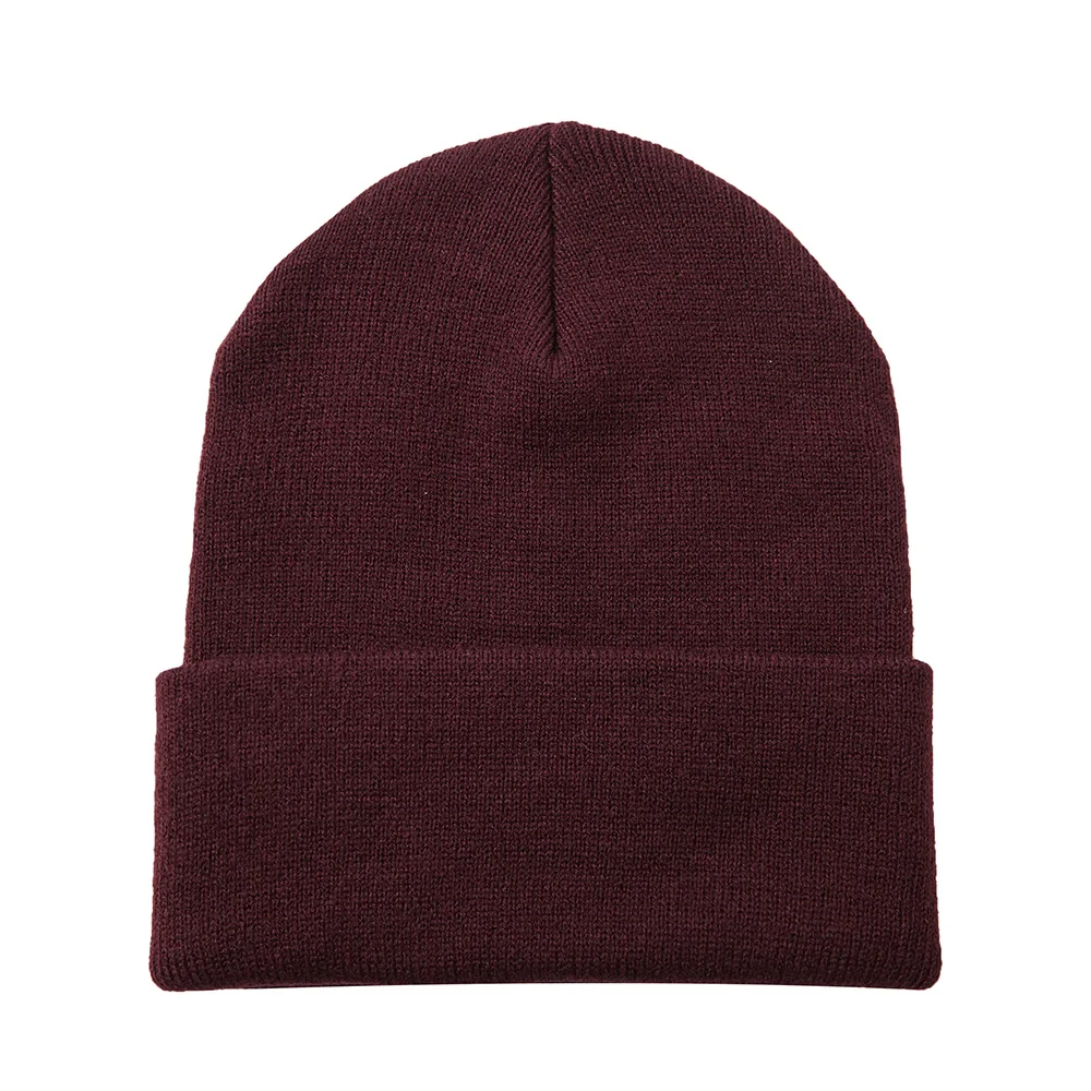 Metersbonwe, брендовые зимние мужские шапки, мужские вязаные шапки, одноцветные, унисекс, хип-хоп, уличная одежда, осень-зима, мягкие теплые шапки - Цвет: Deep Red
