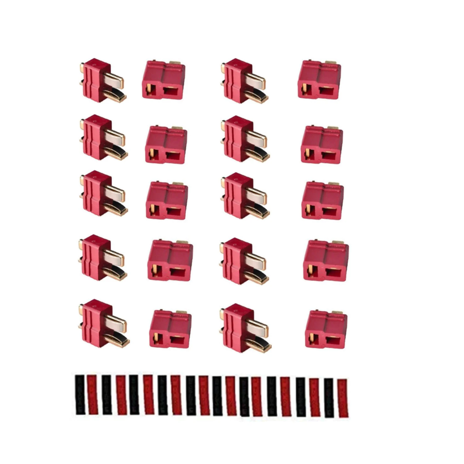2/5/10 пар в комплекте; красные, черные ультра штекер Т-образного разъемы деканов Стиль мужского и женского пола с термоусадочные трубки для зарядного устройства RC LiPo Батарея