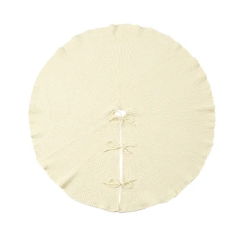 

48inch Indoor Outdoor Birthday Christmas Tree Skirt Holiday Decoration Gift Traditional Knitted Hotel Apron Floor Mat Thick Yarn