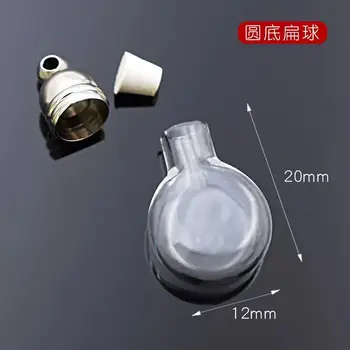 

500pcs 5mm glue cap flat shape glass Vial Pendant locket charms mini wish glass bottles with Tassel cap name on rice art jewelry