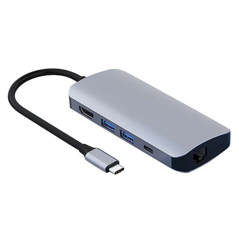 7 в 1 док станция Type C USB сплиттер подключенный к ноутбуку многофункциональная