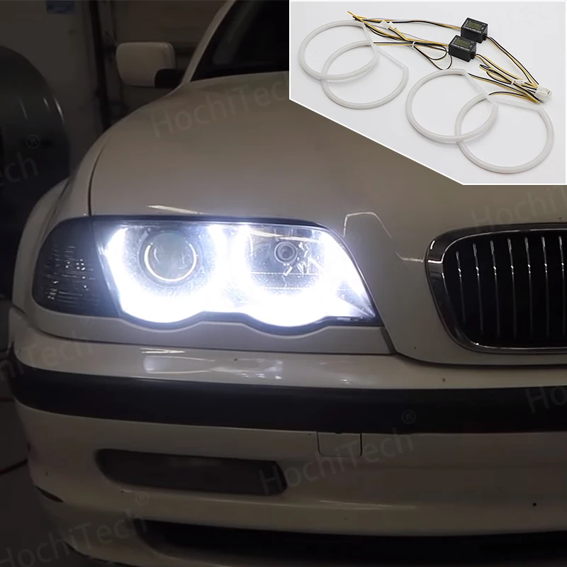 

for BMW 3 series E46 sedan touring wagon coupe compact 1998-2005 WHITE LED Headlight Halo Angel Demon Eyes Kit angel eyes light