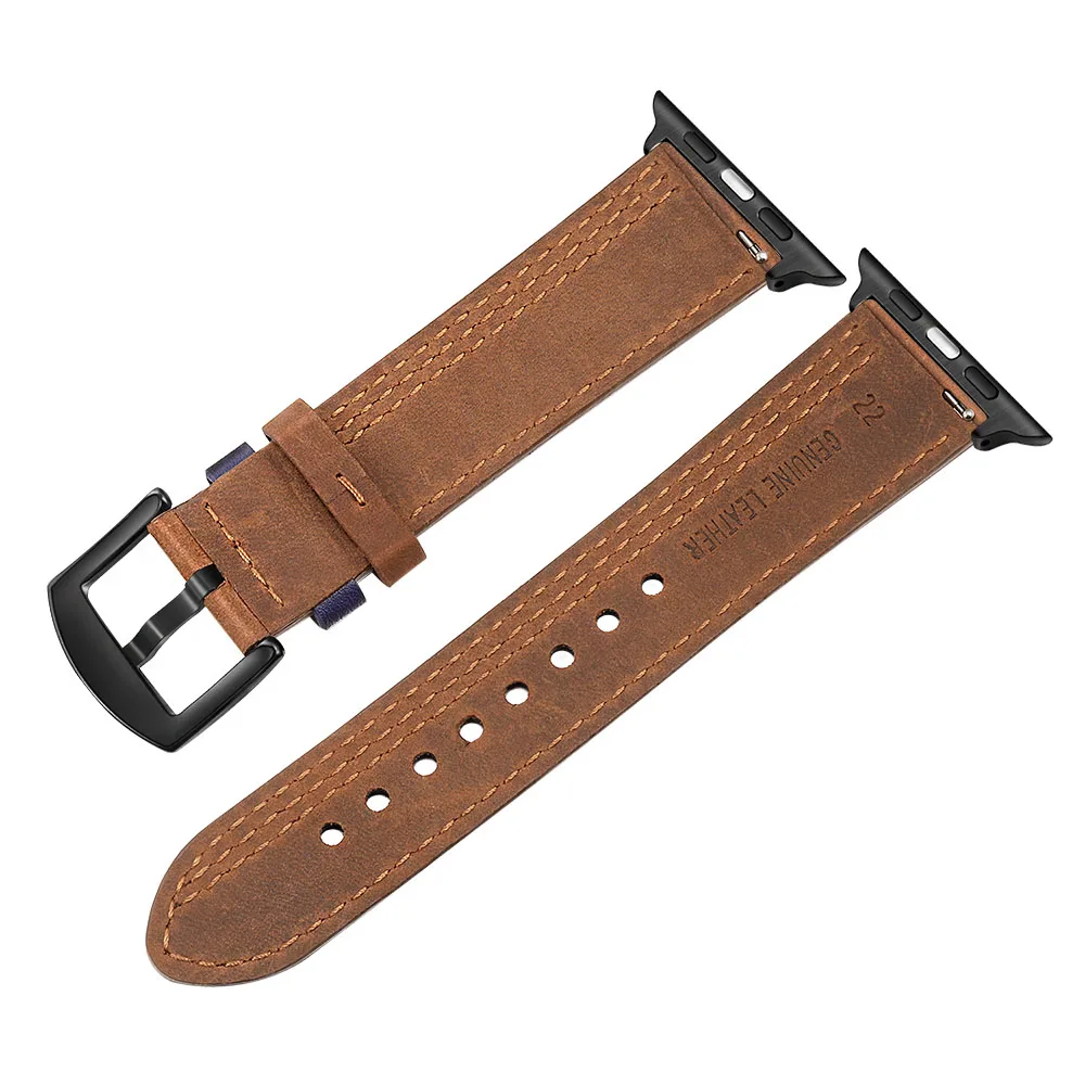 Genuine Calf Leather Watchband for iWatch Apple Watch 5 4 3 2 1 44mm 42mm 40mm 38mm Accessory Band Wrist Strap Bracelet