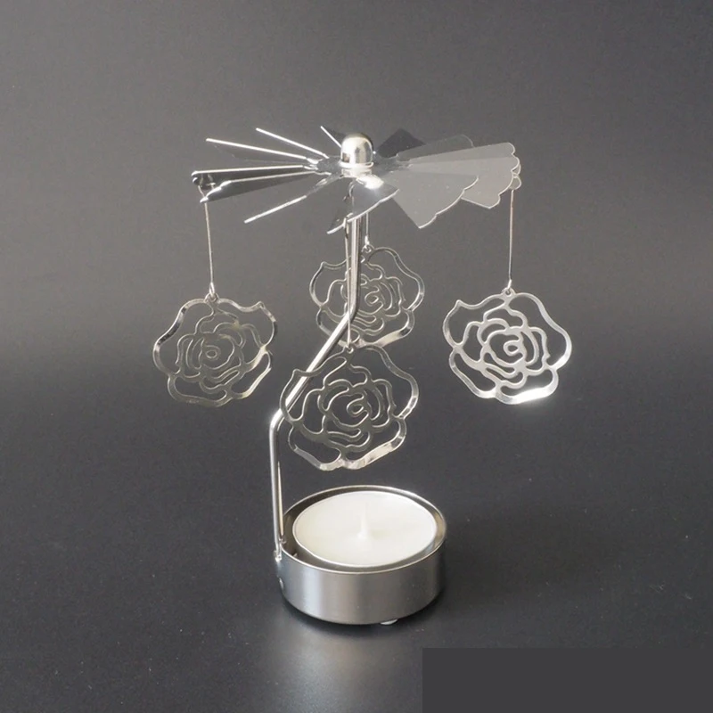 

1pc Beauty Rotary Spinning Carousel Tree Candle Holder Tea Light for Christmas Gifts Candlestick Home Decor Candle Holder