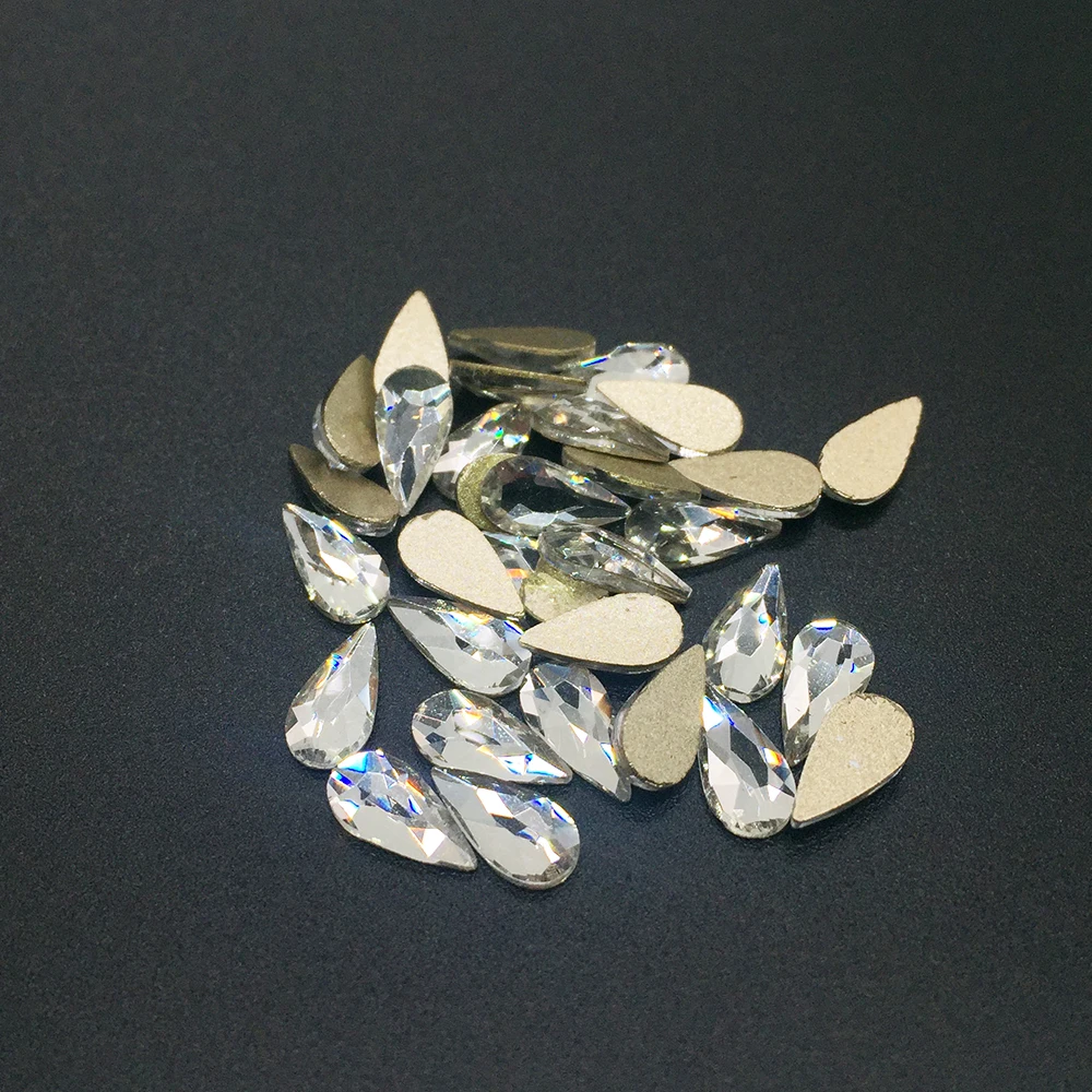 30 шт. 4*8 мм стразы в форме слез кристалл AB с плоской задней частью Стразы для ногтей 3D не горячей фиксации украшения для ногтей инструмент для самостоятельного изготовления - Цвет: Crystal