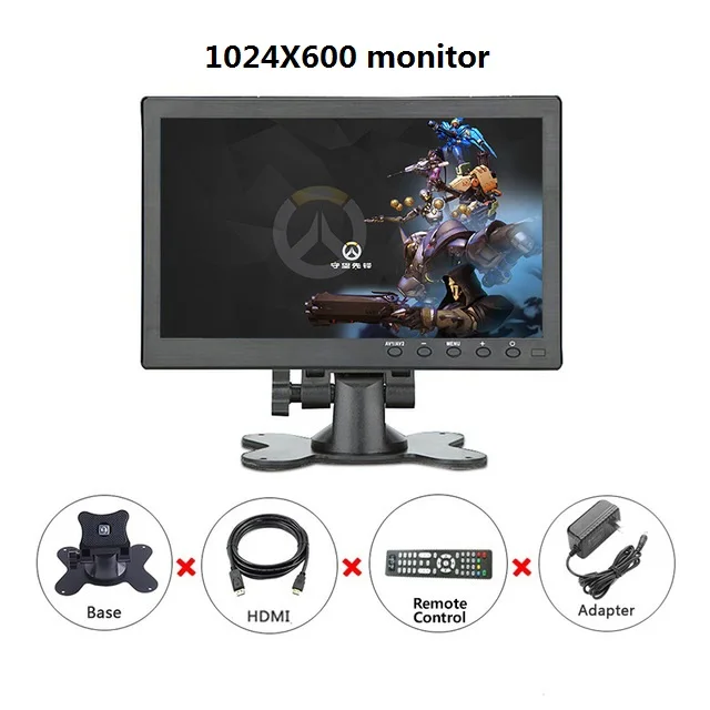 1024x600 10,1 дюймов портативный компьютер full HD lcd сенсорный экран монитор PC ips 1920*1200 дисплей BNC AV VGA HDMI CCTV Мини монитор геймер - Цвет: 1024x600